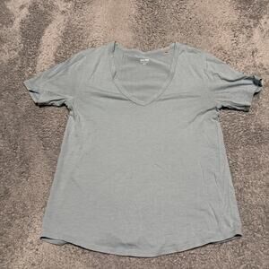 DU/ER DUER Shirt Womens XS Blue Everyday Summer Casual Cotton V Neck